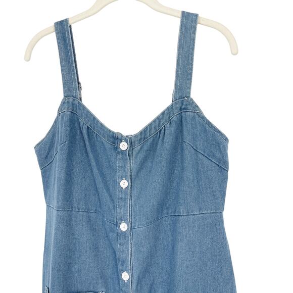 Petal & Pup Bettie Midi Dress Blue Denim Button Down Size Large Cottagecore - Picture 6 of 11